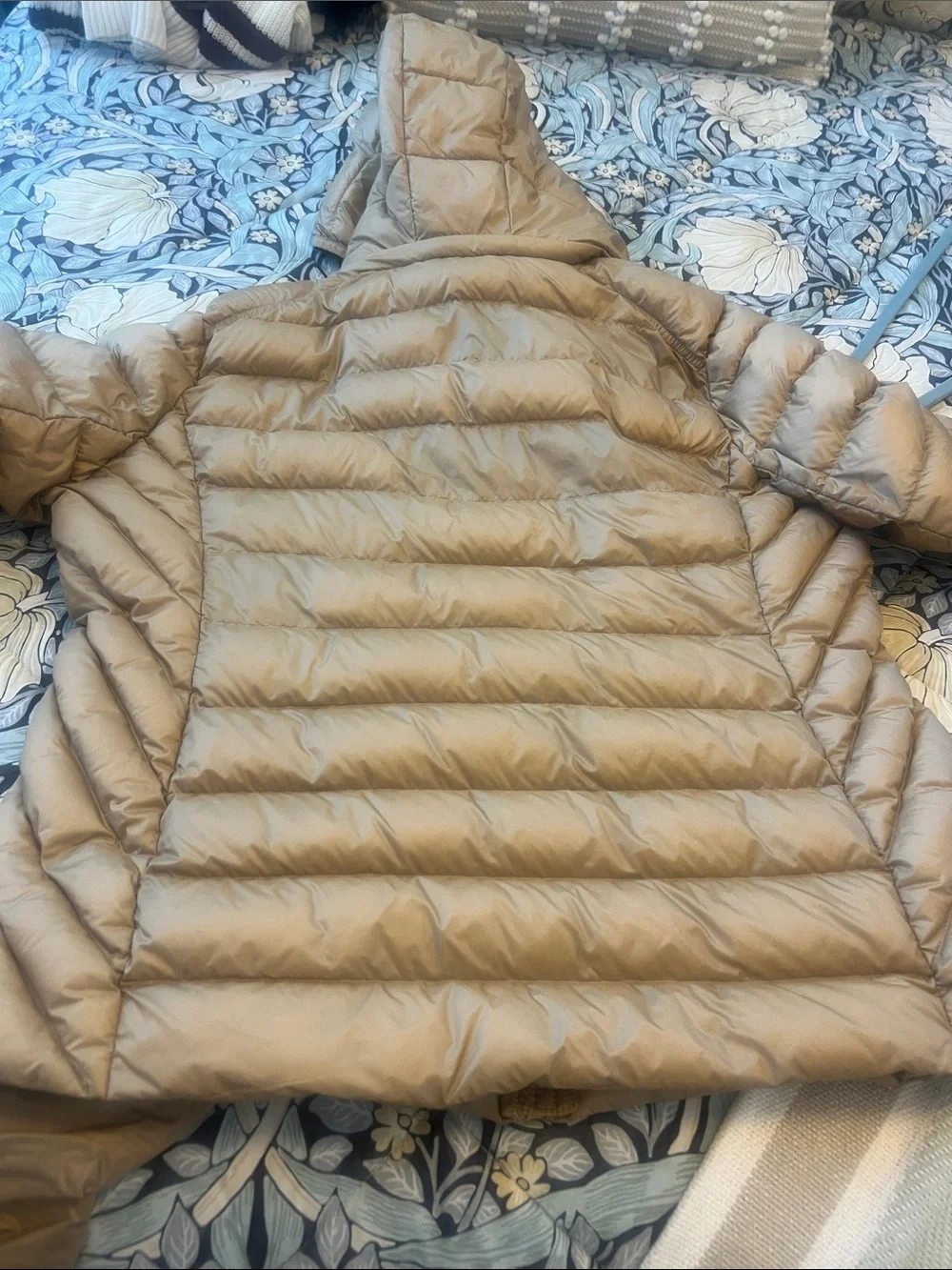 Michael Kors Tan Quilted Hooded Puffer Jacket